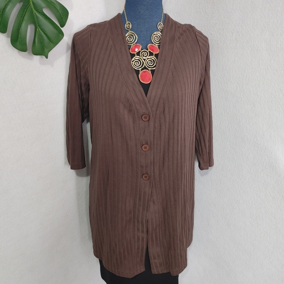 Roaman's Ribbed Knit Cardigan - Picture 7 of 7